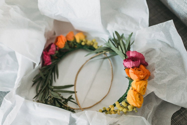 Ranunculus Flower Crowns Cool Indie City Wedding Leather Jackets Dinosaurs http://www.charlottehuphotography.co.uk/