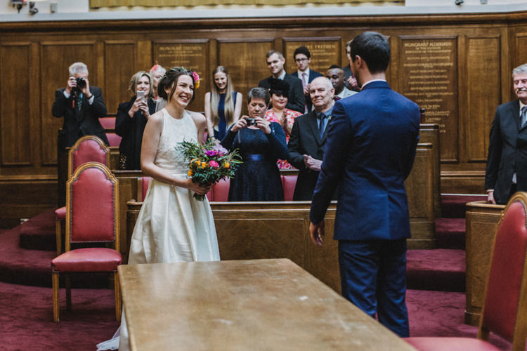 Wandsworth Town Hall Ceremony Cool Indie City Wedding Leather Jackets Dinosaurs http://www.charlottehuphotography.co.uk/