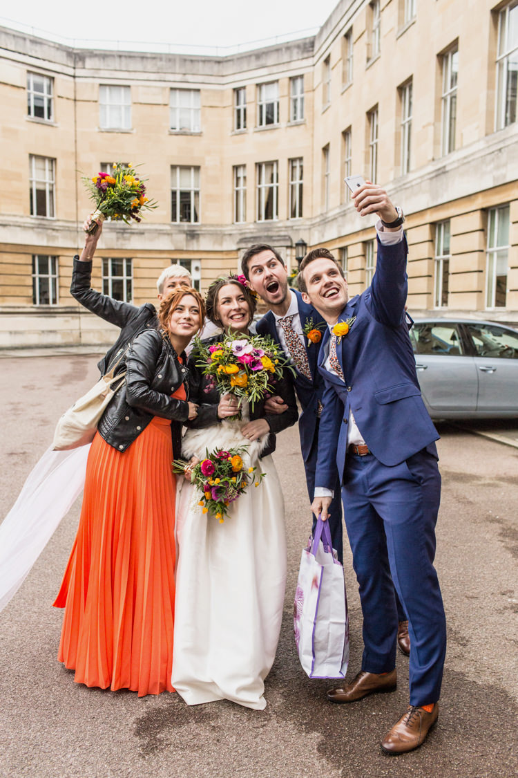 Selfie Bride Groom Cool Indie City Wedding Leather Jackets Dinosaurs http://www.charlottehuphotography.co.uk/