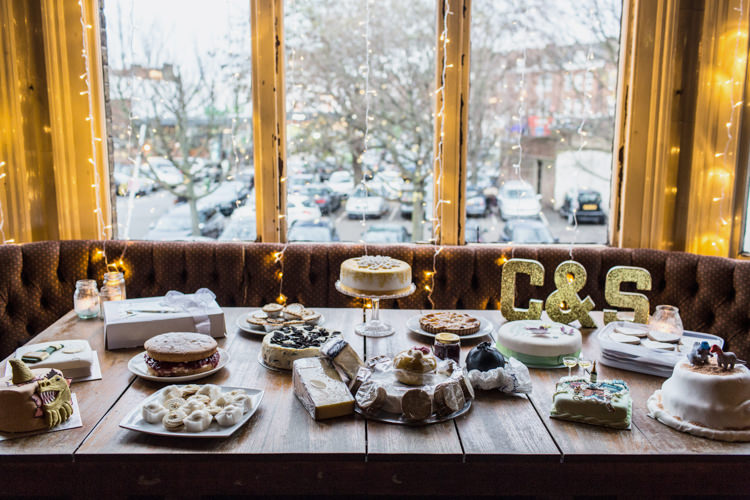 Cake Dessert Table Cool Indie City Wedding Leather Jackets Dinosaurs http://www.charlottehuphotography.co.uk/