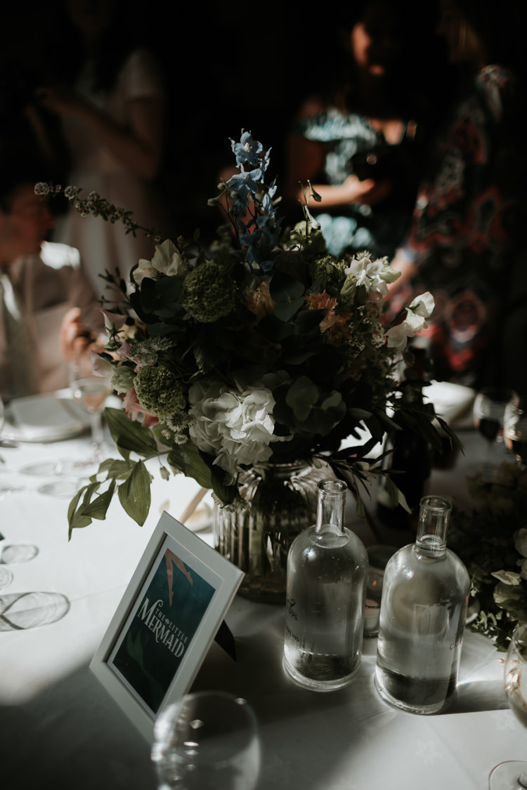 Flowers Centrepiece Decor Peach Blue Decor Modern Rose Gold Barn Wedding https://www.paulfullerkentphotography.com/