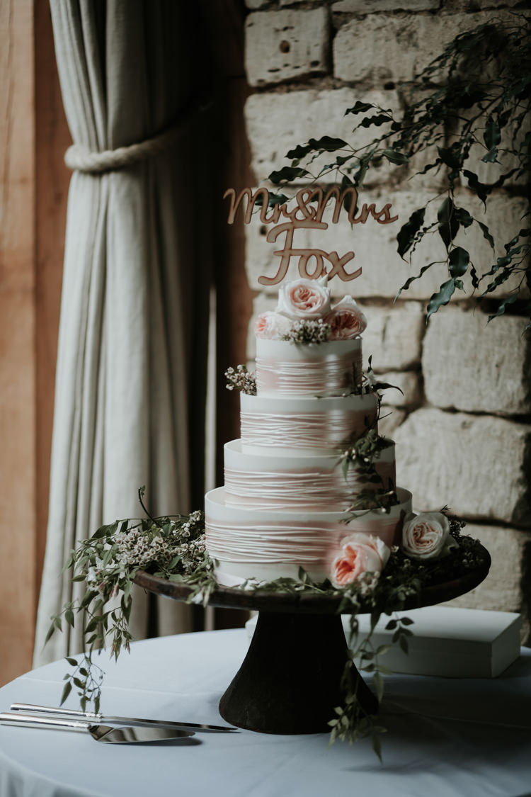 Cake Flowers Topper Modern Rose Gold Barn Wedding https://www.paulfullerkentphotography.com/