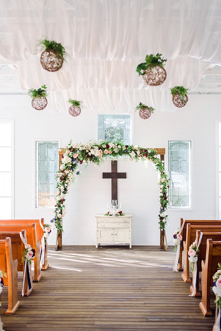 Flower Arch Aisle Venue Romantic Twinkling Garden Wedding http://sarahben.com/