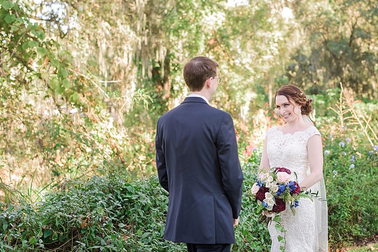 Bride Groom First Look Romantic Twinkling Garden Wedding http://sarahben.com/