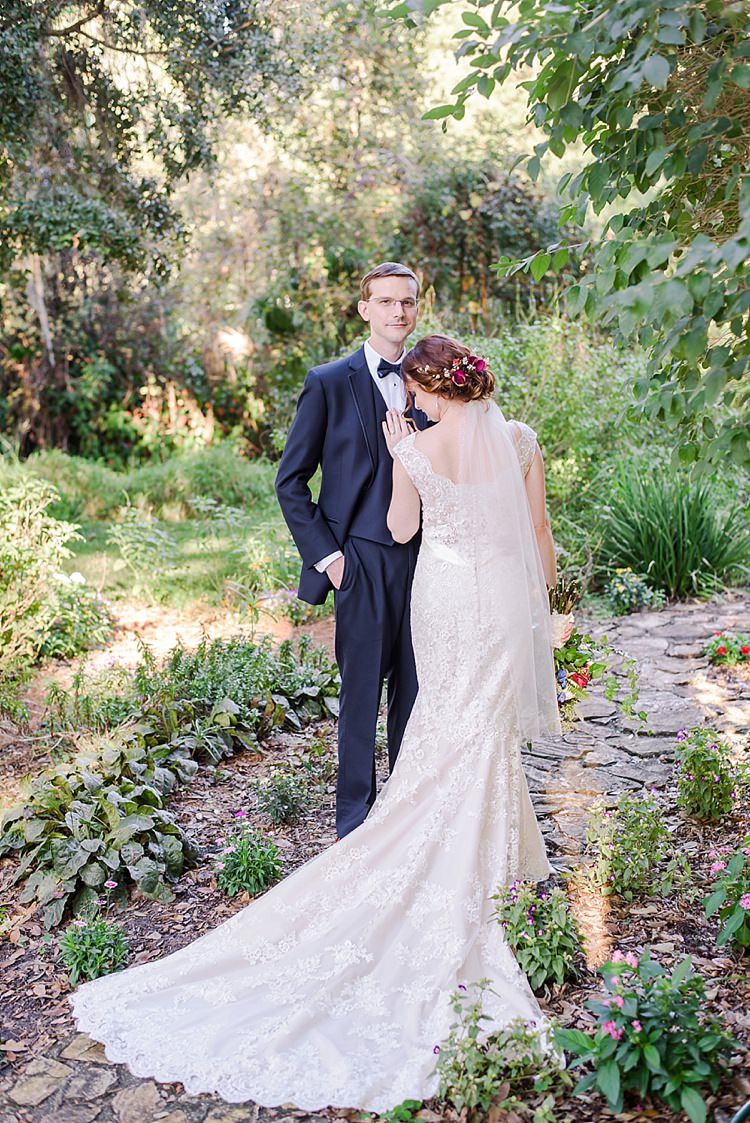 Bride Groom Lace Romantic Twinkling Garden Wedding http://sarahben.com/