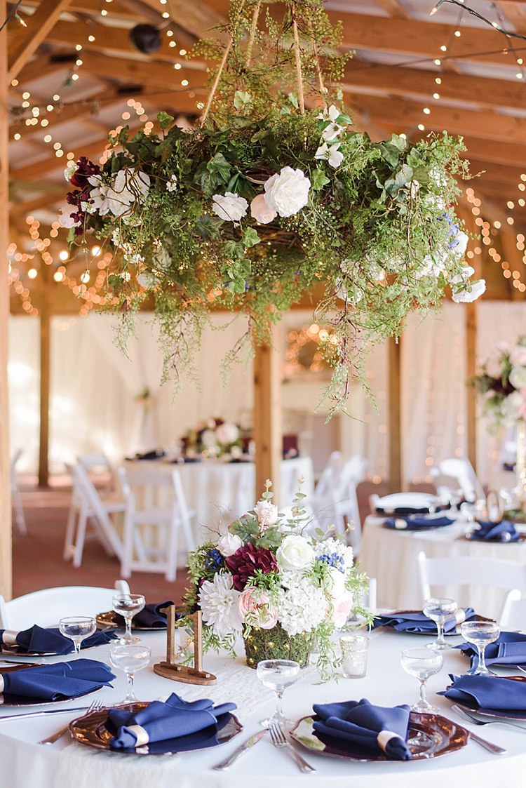 Table Decor Hanging Floral Arrangements Romantic Twinkling Garden Wedding http://sarahben.com/