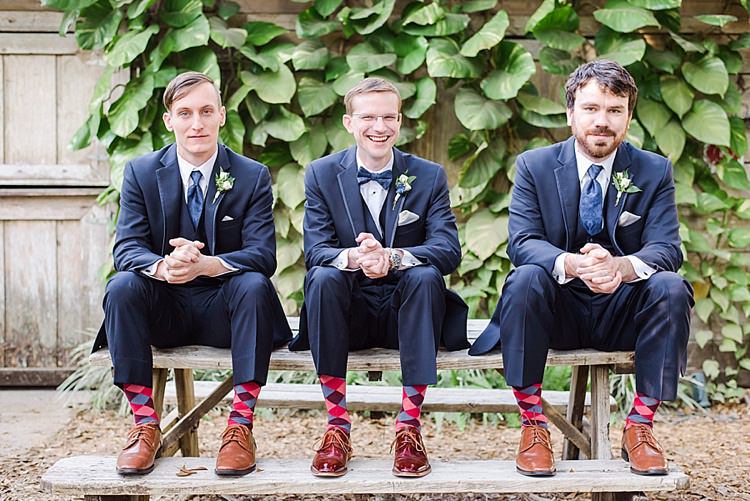 Groomsmen Socks Bow Ties Romantic Twinkling Garden Wedding http://sarahben.com/