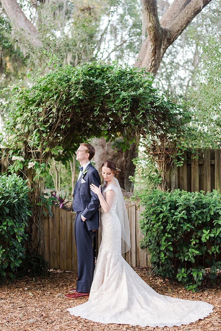 Bride Groom Embrace Romantic Twinkling Garden Wedding http://sarahben.com/