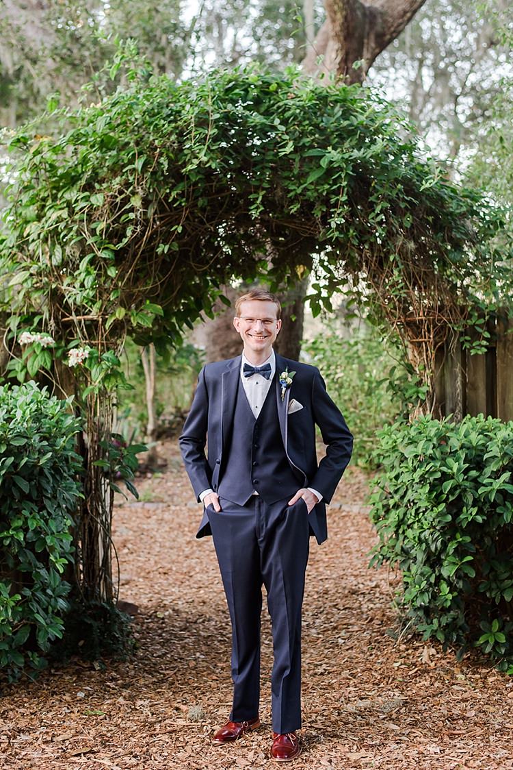 Groom Bow Tie Romantic Twinkling Garden Wedding http://sarahben.com/