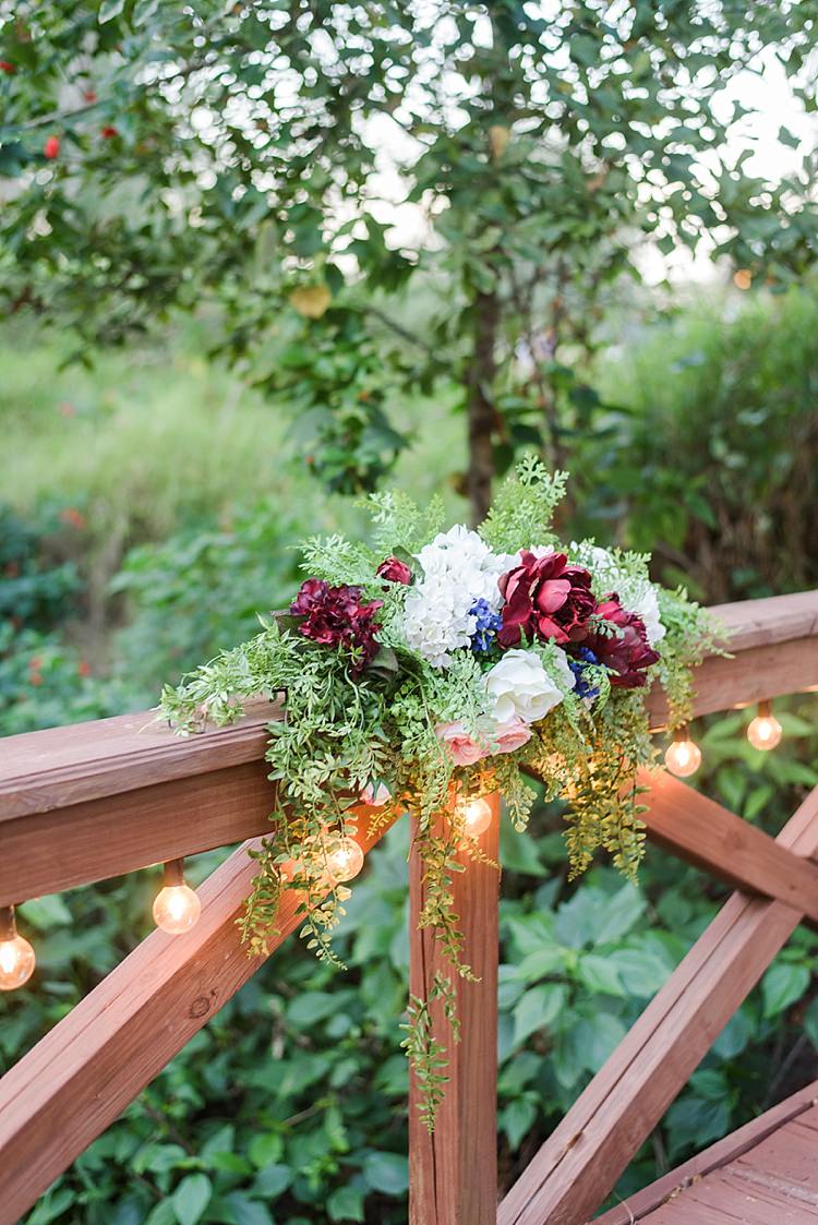 Bridge Flowers Festoon Lighting Romantic Twinkling Garden Wedding http://sarahben.com/