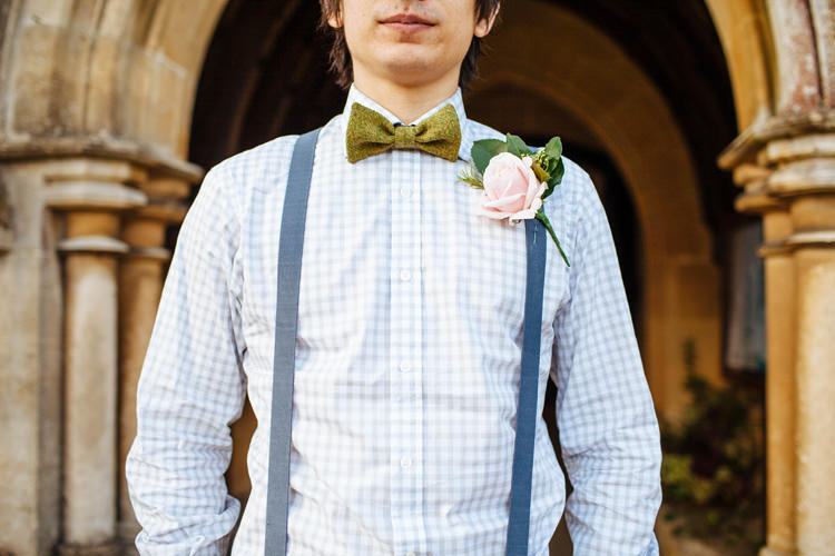 Groom Fashion Suit Checked Shirt Braces Bow Tie Buttonhole http://lauradebourdephotography.com/