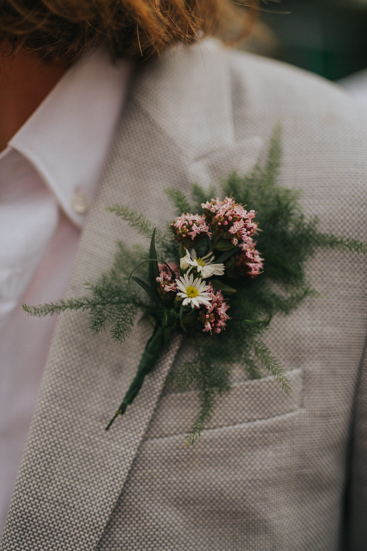 Buttonhole Groom Fern Flower Foliage Indie Forest Origami Cranes Wedding http://www.alittlepicture.com/