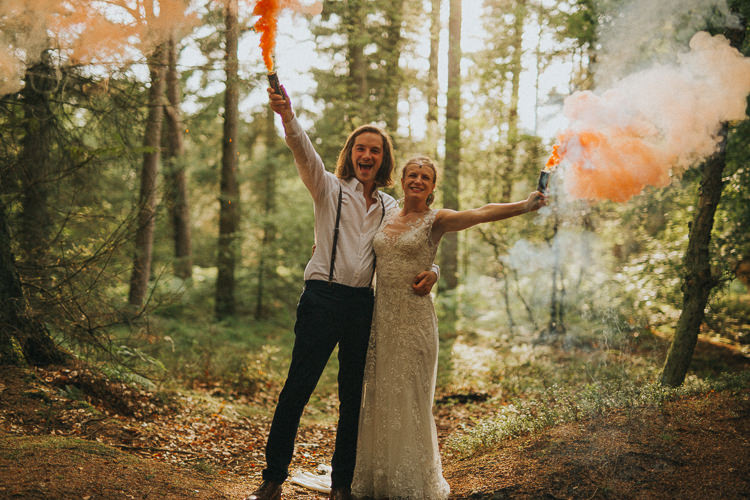 Smoke Bomb Indie Forest Origami Cranes Wedding http://www.alittlepicture.com/