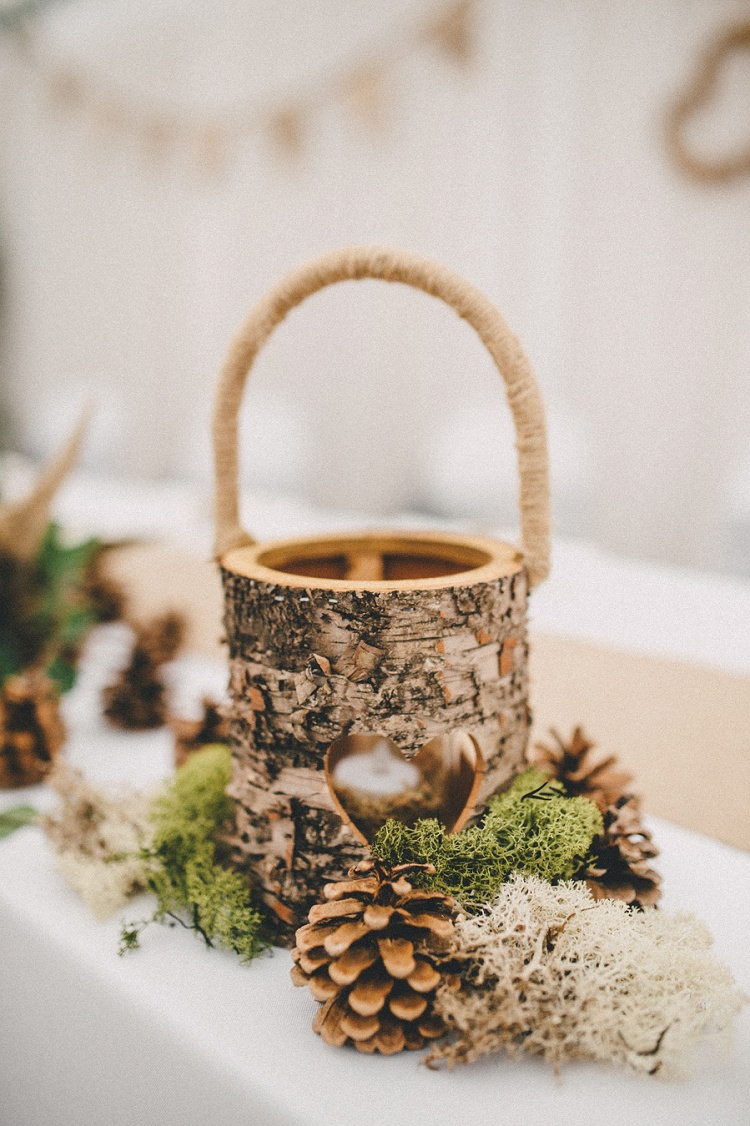 Autumn Inspiration Candle Holder Log Wooden Lantern Pine Cone Foliage Rustic http://www.kerrydiamondphotography.com/