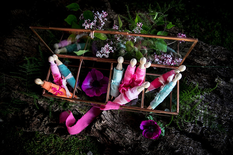Raw Silk Fabric Her Heart Was A Secret Garden Wedding Ideas Woodland Colourful Spring Bluebells Flowers http://sarabeaumontphotography.com/