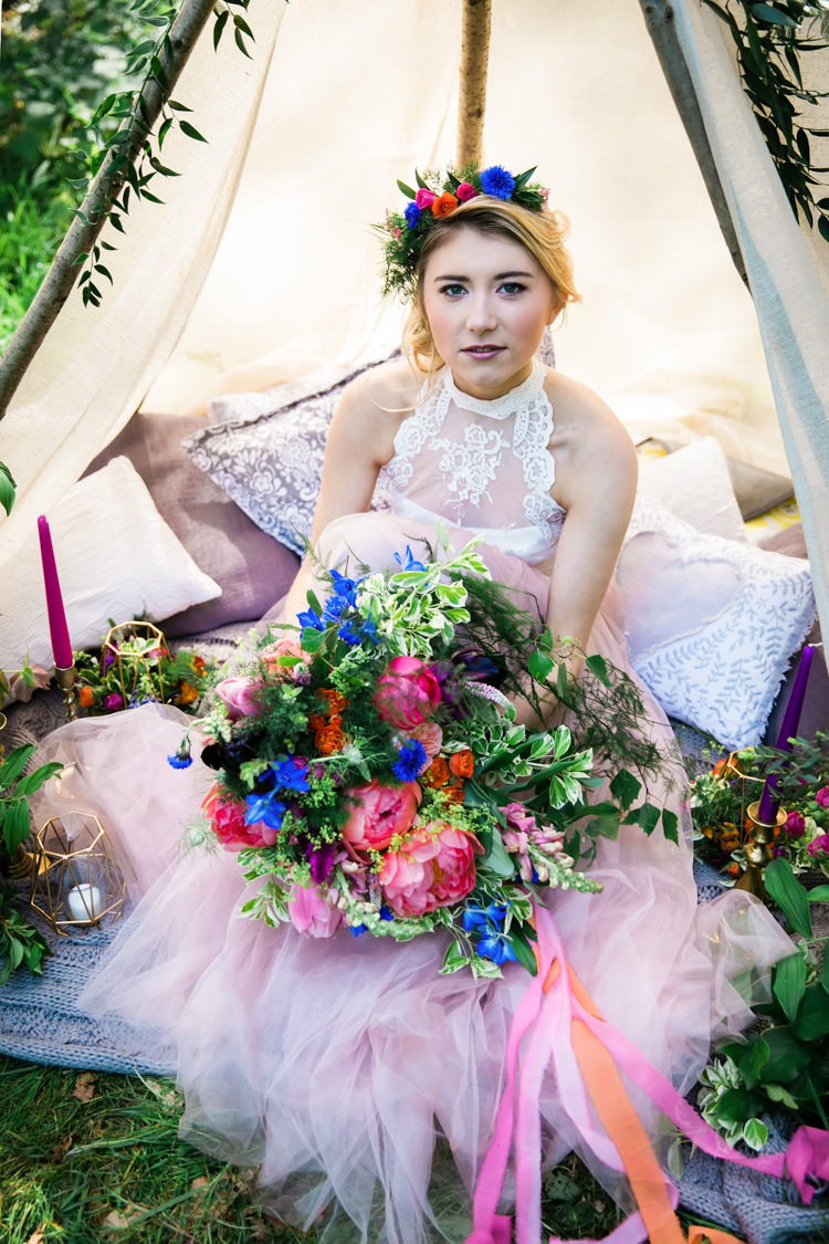 Her Heart Was A Secret Garden Wedding Ideas Woodland Colourful Spring Bluebells Flowers http://sarabeaumontphotography.com/