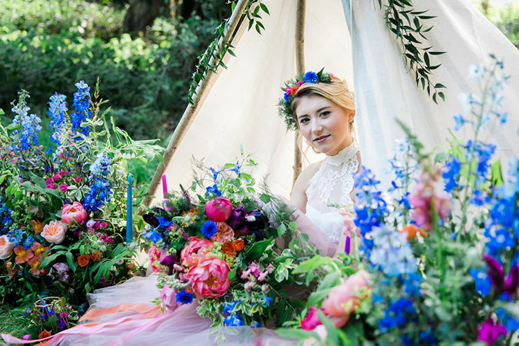 Her Heart Was A Secret Garden Wedding Ideas Woodland Colourful Spring Bluebells Flowers http://sarabeaumontphotography.com/