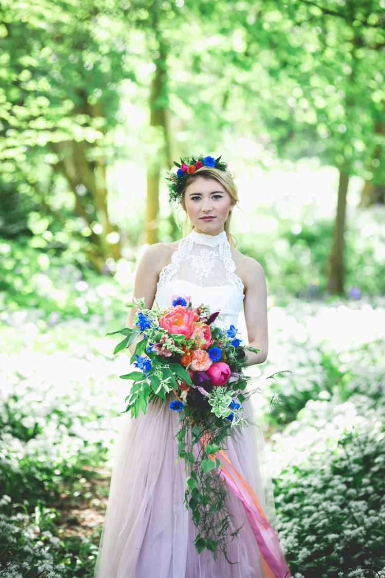 Her Heart Was A Secret Garden Wedding Ideas Woodland Colourful Spring Bluebells Flowers http://sarabeaumontphotography.com/