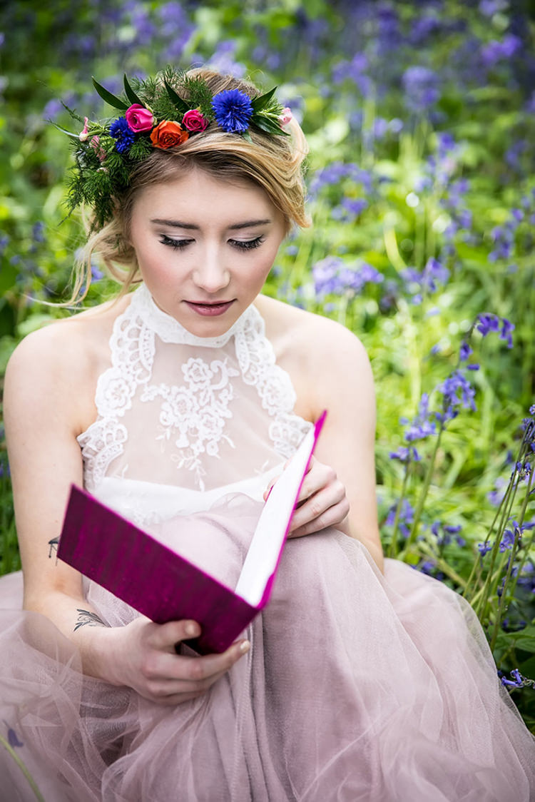 Her Heart Was A Secret Garden Wedding Ideas Woodland Colourful Spring Bluebells Flowers http://sarabeaumontphotography.com/