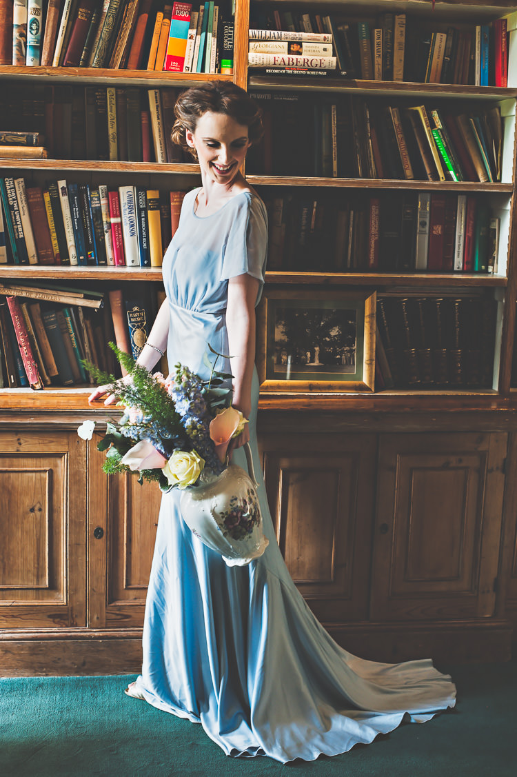 Blue Dress Gown Bride Bridal Thoroughly Modern Cecilia Atonement Glamorous 1940s Wedding Ideas http://ikonworks.co.uk/