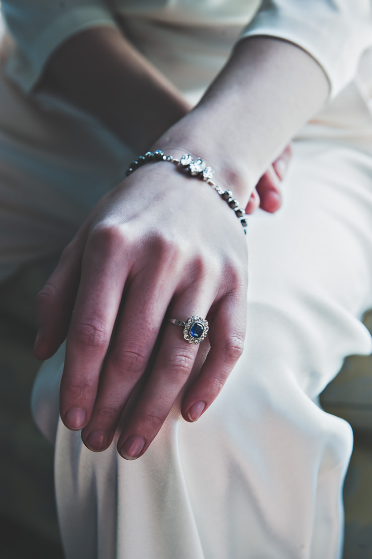 Sapphire Engagement Ring Vintage Thoroughly Modern Cecilia Atonement Glamorous 1940s Wedding Ideas http://ikonworks.co.uk/