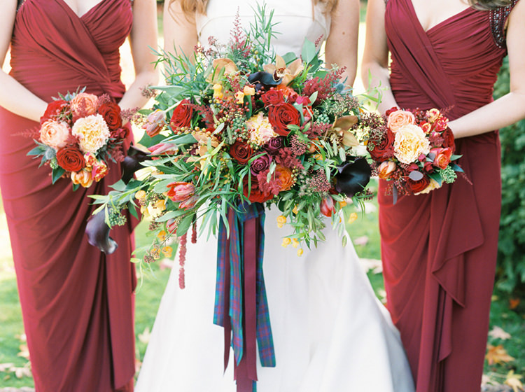 Autumn Inspiration Red Yellow Bouquet Ribbon Jewel Tones http://www.samrileyphotography.co.uk/