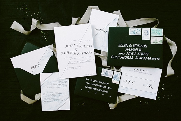 Black White Stationery Invites Save the Date RSVP Modern Elegance Marble Greenery Gold Wedding Ideas http://www.jettwalkerphotography.com/