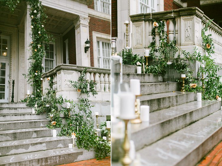 Steps Aisle Candles Gold Greenery Modern Elegance Marble Greenery Gold Wedding Ideas http://www.jettwalkerphotography.com/