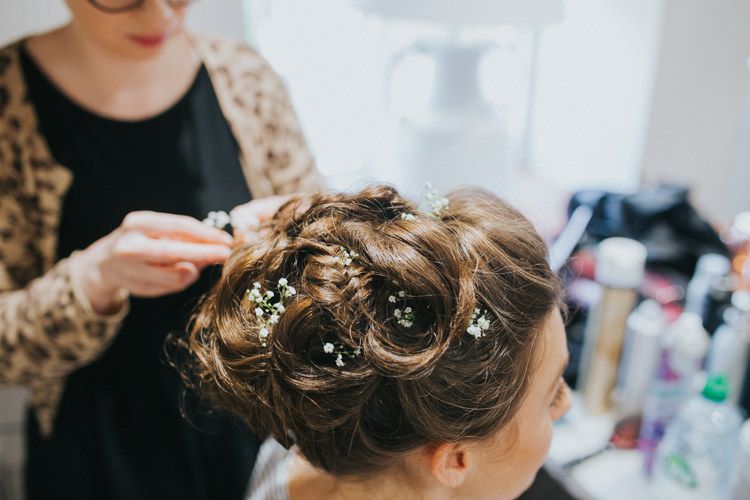 Hair Up Do Gypsophila Curls Beautifully Serene Beachside Barn Wedding https://joshuapatrickphotography.com/