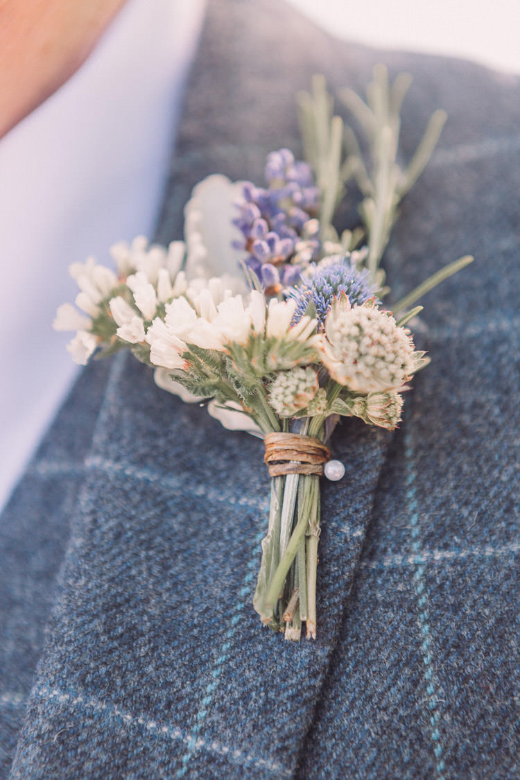 Buttonhole Flowers Floral Lavender Rosemary Relaxed Outdoor Marquee Farm Wedding http://www.jenniferjanephotography.co.uk/