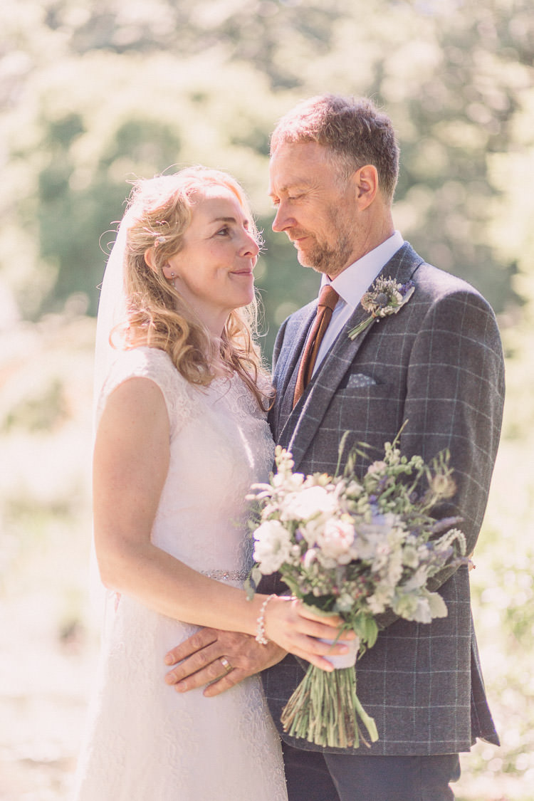 Kate Walker Bride Bridal Dress Gown Veil Moss Bros Groom Tweed Three Piece Waistcoat Relaxed Outdoor Marquee Farm Wedding http://www.jenniferjanephotography.co.uk/