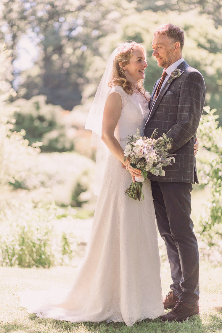 Kate Walker Bride Bridal Dress Gown Veil Moss Bros Groom Tweed Three Piece Waistcoat Relaxed Outdoor Marquee Farm Wedding http://www.jenniferjanephotography.co.uk/