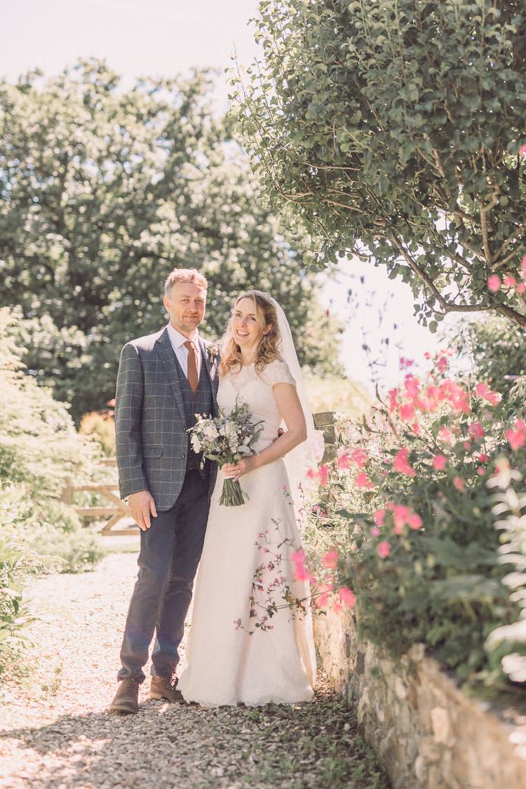 Kate Walker Bride Bridal Dress Gown Veil Moss Bros Groom Tweed Three Piece Waistcoat Relaxed Outdoor Marquee Farm Wedding http://www.jenniferjanephotography.co.uk/