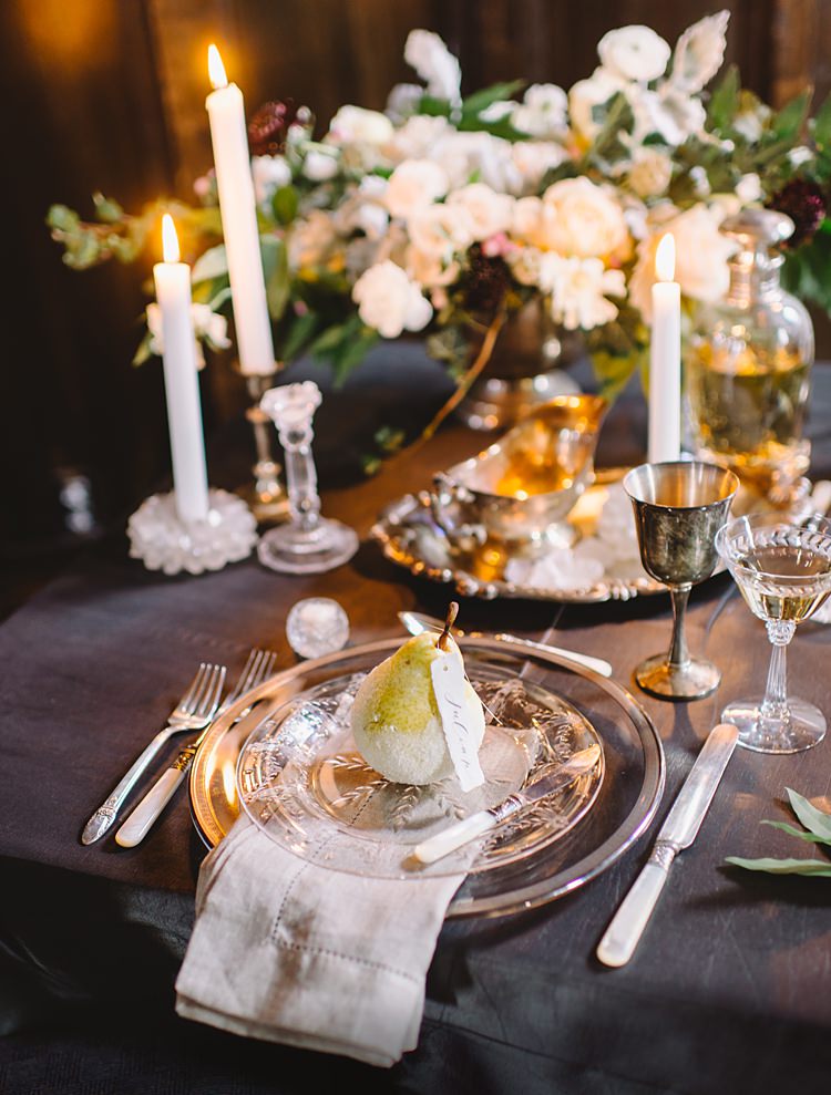 Table Decor Moody Edwardian Winter Wedding Inspiration http://landmhewitt.com/