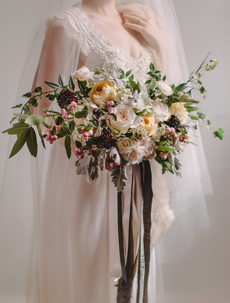 Bouquet Berry Moody Edwardian Winter Wedding Inspiration http://landmhewitt.com/