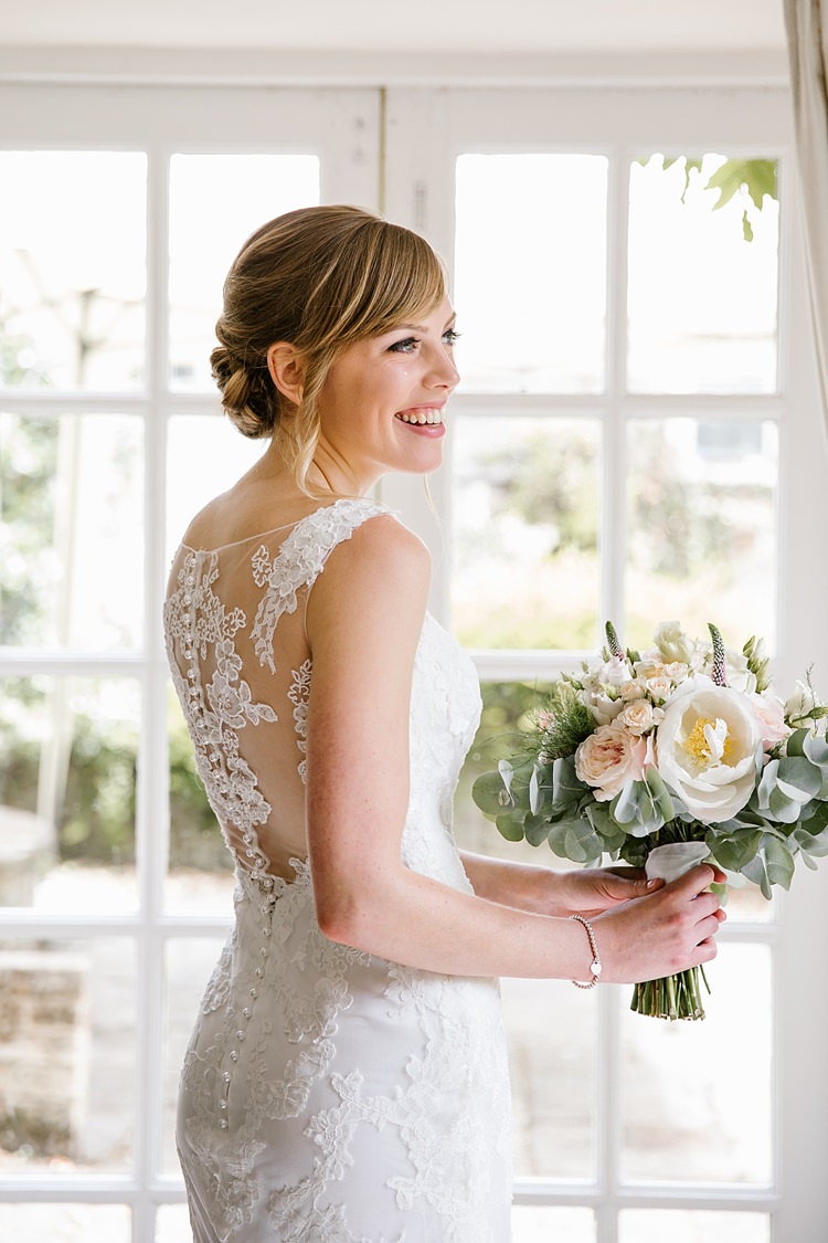 Illusion Lace Dress Back Gown Bride Bridal Buttons Graceful Country Cottage Garden Wedding https://katherineashdown.co.uk/