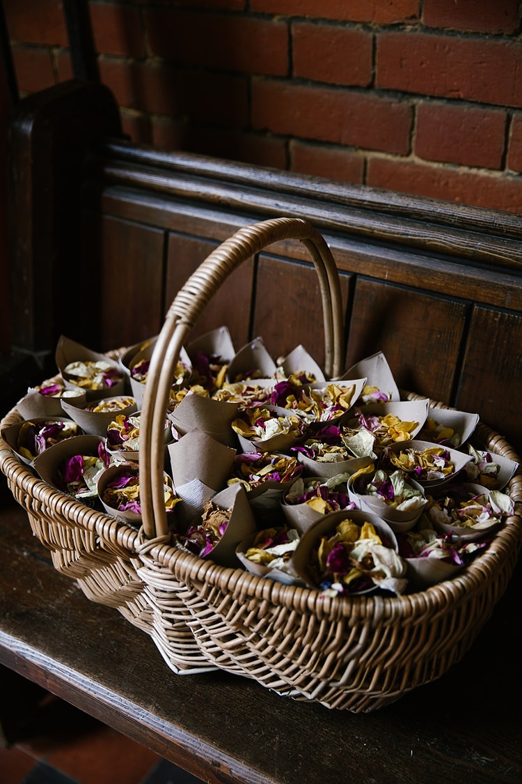 Confetti Cones Basket Petals Graceful Country Cottage Garden Wedding https://katherineashdown.co.uk/