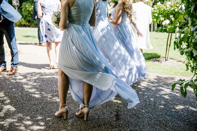 Grey Long Pleated Bridesmaid Dresses Graceful Country Cottage Garden Wedding https://katherineashdown.co.uk/