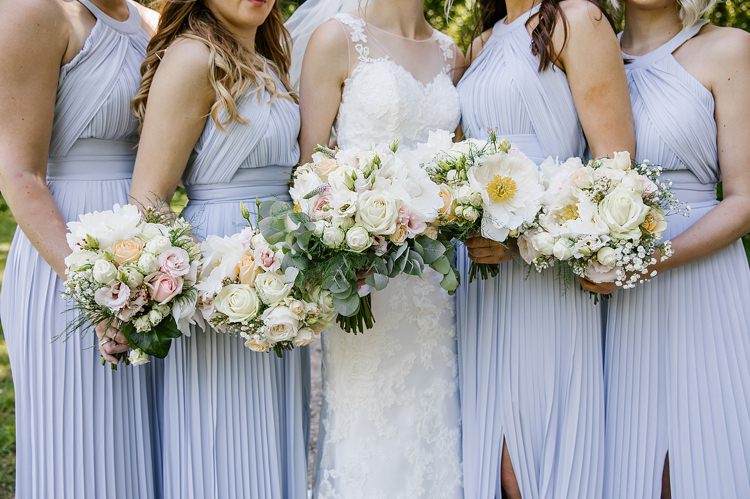 White Pale Pink Flowers Bouquets Peony Rose Bride Bridesmaid Graceful Country Cottage Garden Wedding https://katherineashdown.co.uk/