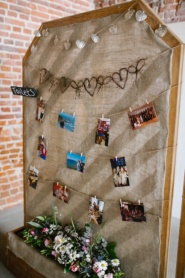 Hessian Peg Frame Photo Wall Graceful Country Cottage Garden Wedding https://katherineashdown.co.uk/