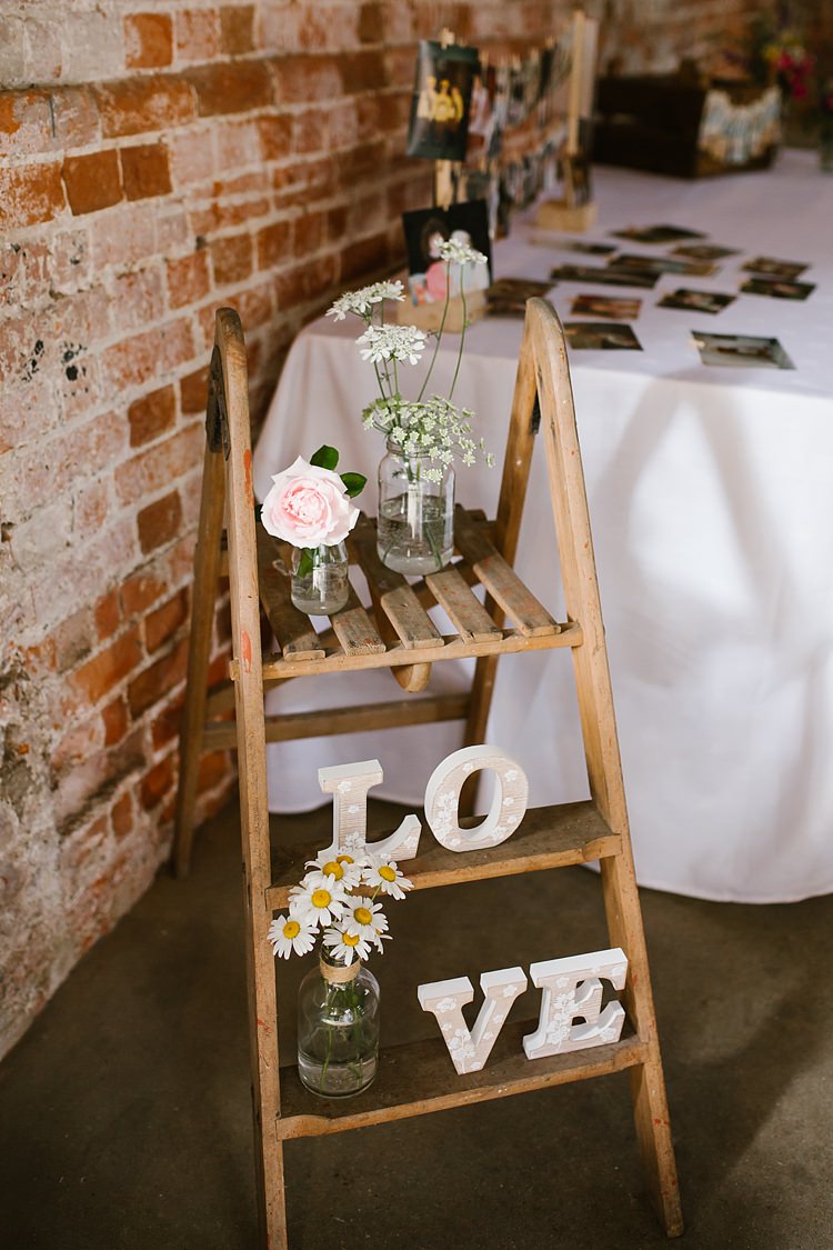 Wooden Ladder Decor Flowers Graceful Country Cottage Garden Wedding https://katherineashdown.co.uk/