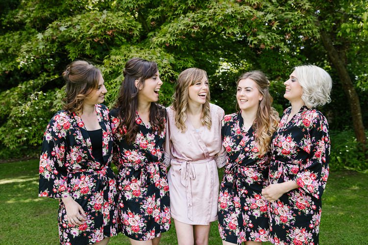 Floral Dressing Gowns Bride Bridesmaids Graceful Country Cottage Garden Wedding https://katherineashdown.co.uk/