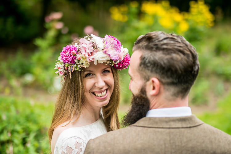 Flower Crown Bride Bridal Quirky Natural Outdoor Festival Wedding http://lighteningphotography.co.uk/