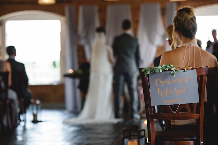 Choose Seat Not Side Sign Calligraphy Industrial Rose Gold Dove Grey Greenery Wedding http://hbaphotography.com/