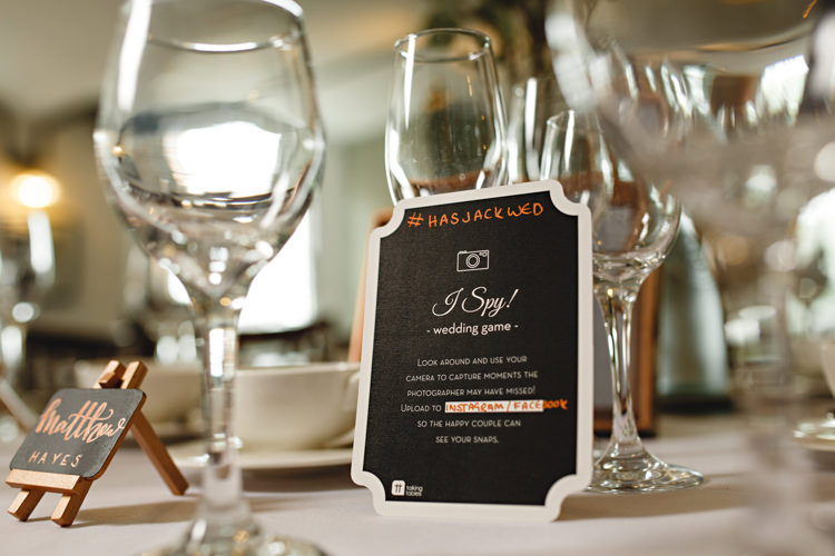 I Spy Game Table Ideas Industrial Rose Gold Dove Grey Greenery Wedding http://hbaphotography.com/