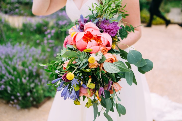 Bouquet Peony Peonies Billy Ball Succulent Bride Bridal Flowers Colourful Mexican Garden Wedding http://jennifersmithphotography.co.uk/