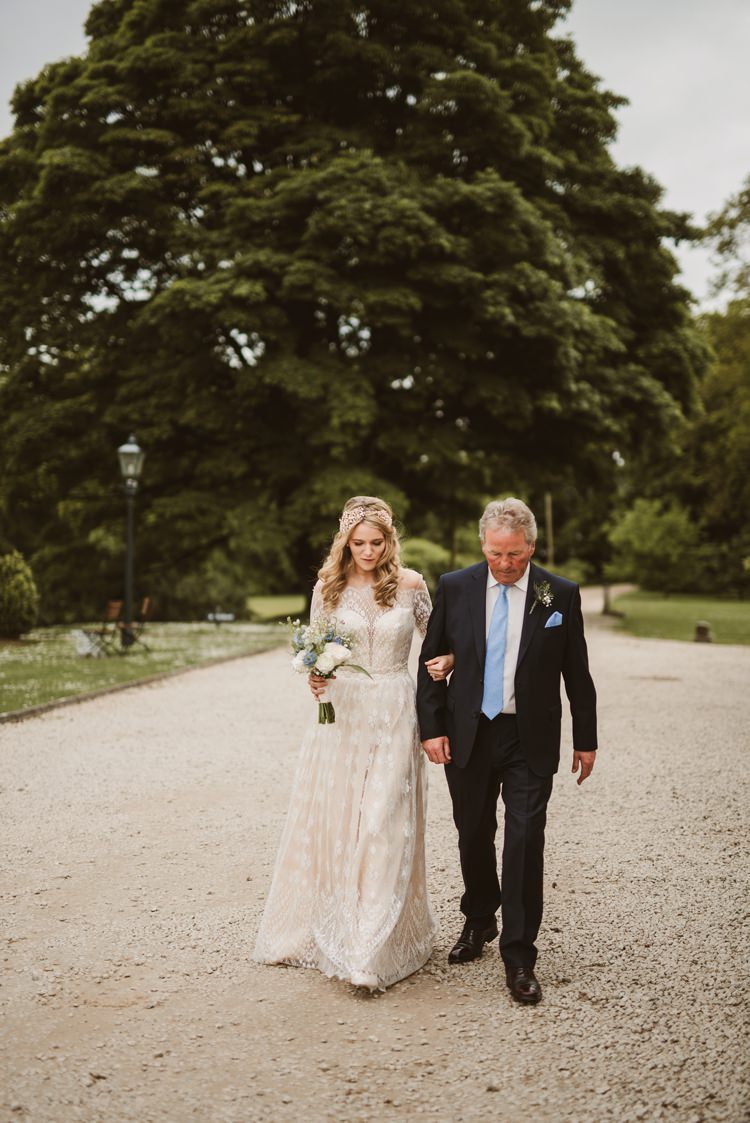 Dress Gown Lace Sleeves Sheer Nude Vintage Bohemian Bride Bridal Divine Atelier Aimee Homely Ethereal Intimate Country House Wedding https://www.photosligo.com/