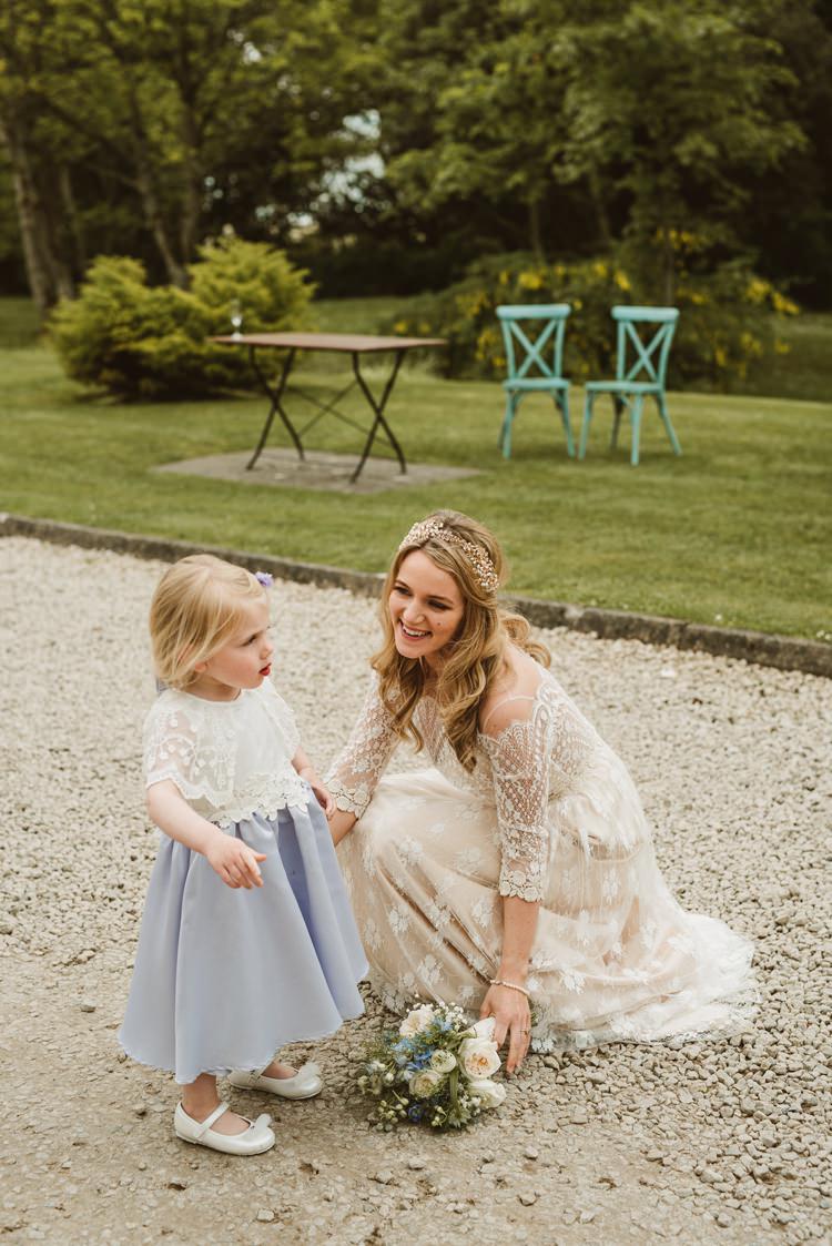 Flower Girl Blue Skirt Top Homely Ethereal Intimate Country House Wedding https://www.photosligo.com/