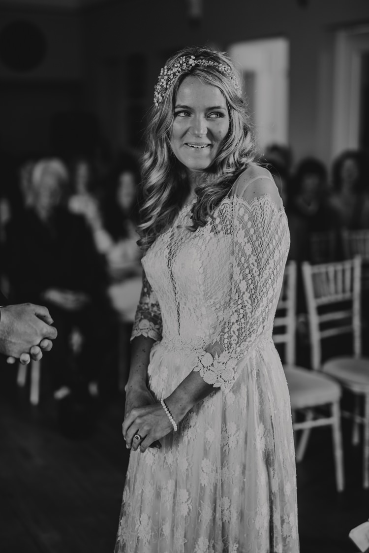 Dress Gown Lace Sleeves Sheer Nude Vintage Bohemian Bride Bridal Divine Atelier Aimee Homely Ethereal Intimate Country House Wedding https://www.photosligo.com/