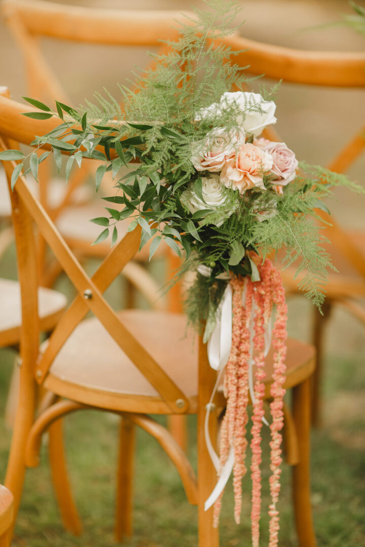 Wedding Chair Decorations Flowing Flowers Kristen Booth Photography